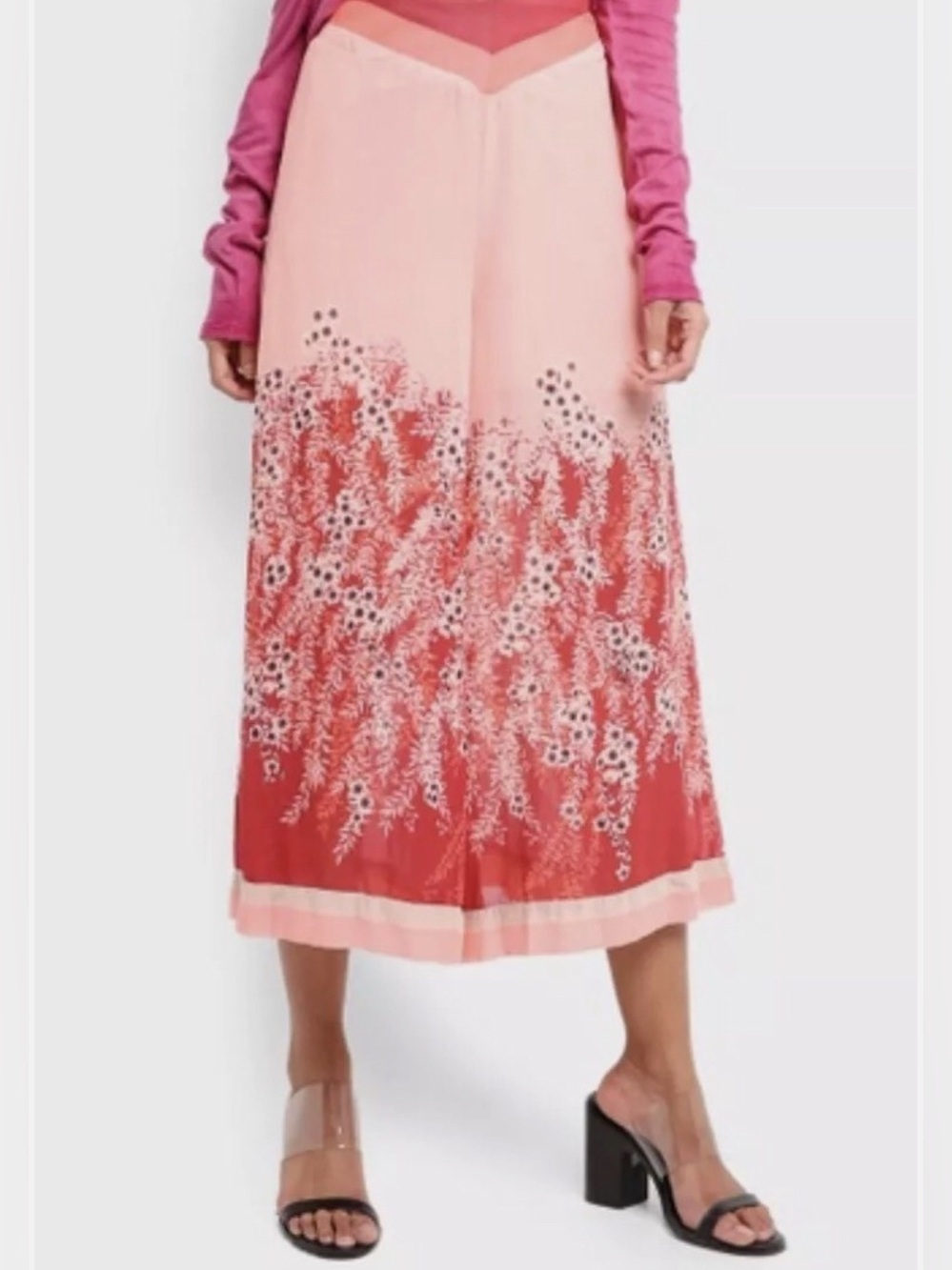 NEW Free People Off The Grid Floral Culouttes Crop Wide Leg Pants Sz L - Picture 3 of 7